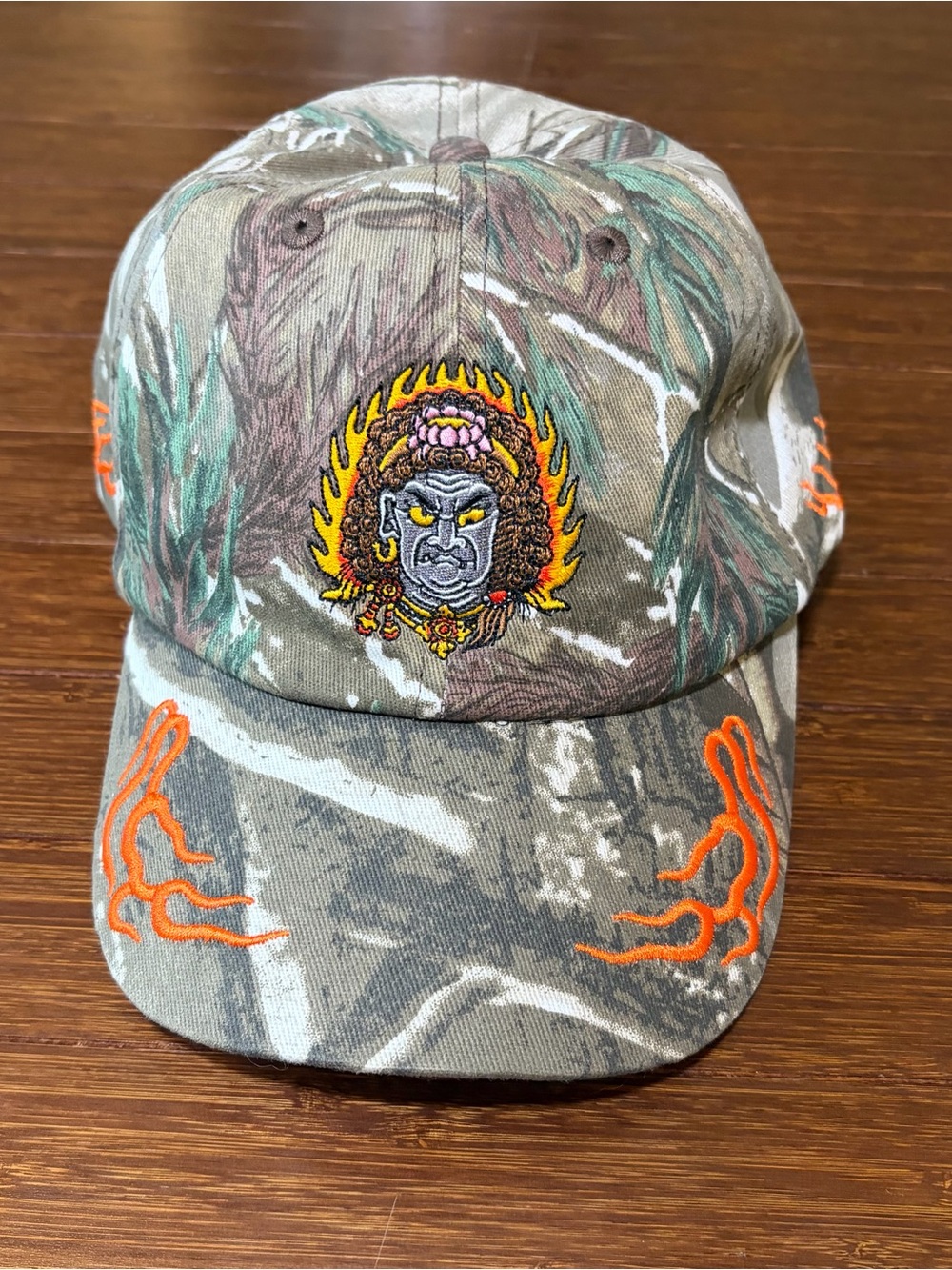 Take To The Grave Camo Hate Fire Dad Hat Buddha Flames Tattoo Adjustable